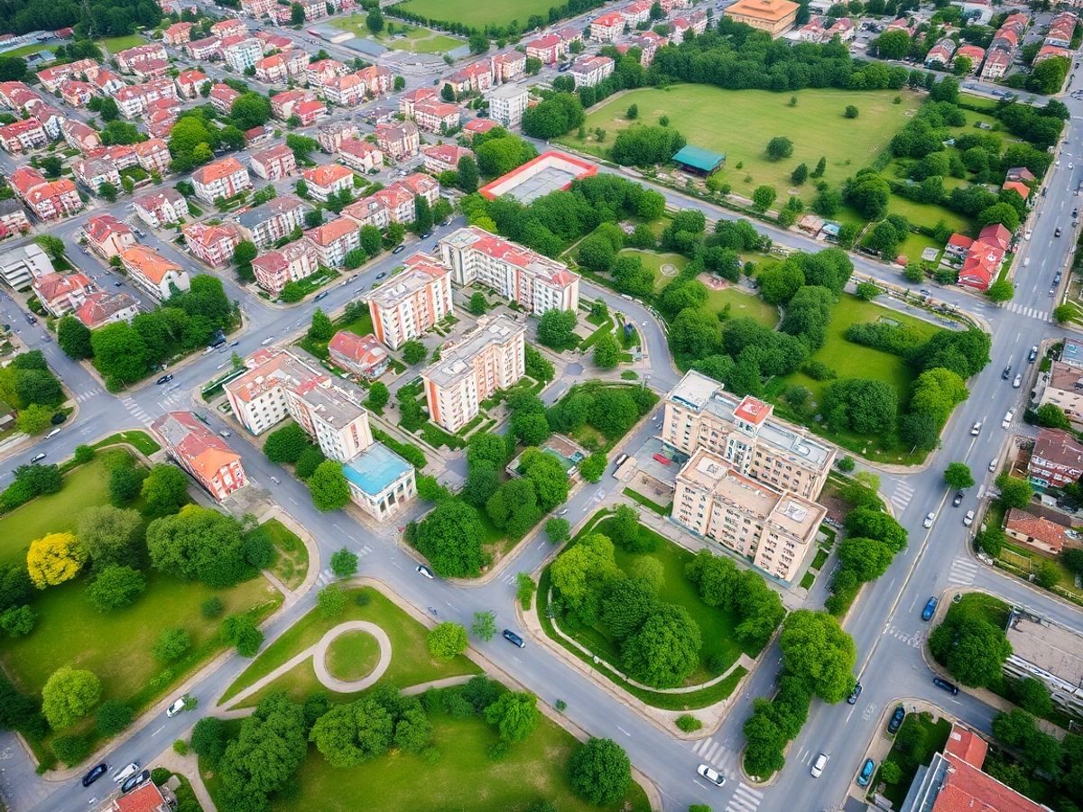Vedere aeriană a sectorului 1 din București.