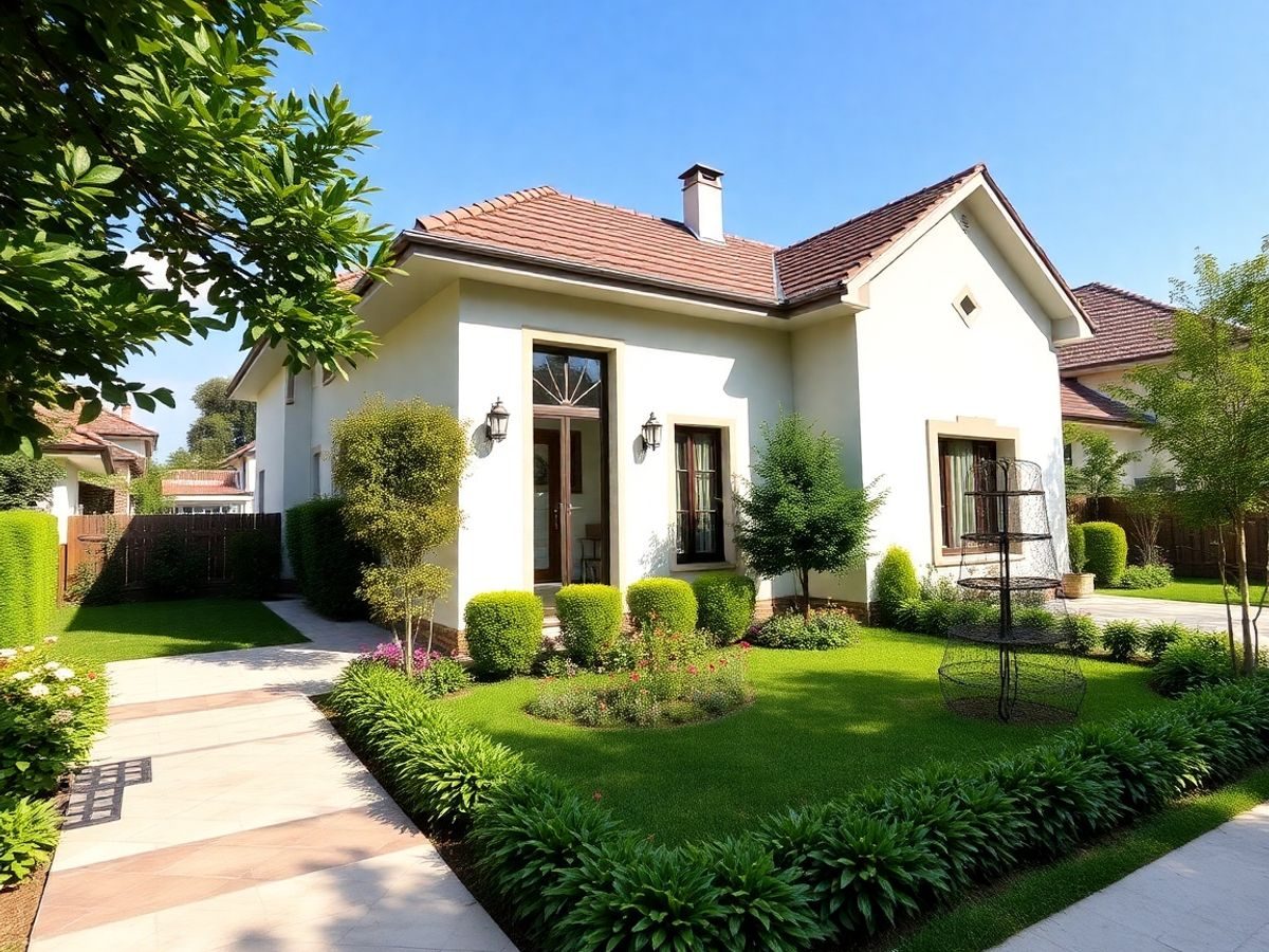 Casa suburbană modernă cu grădină în București.